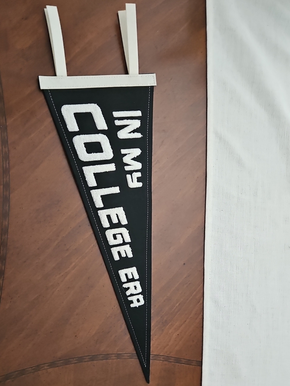 Black and White 'In My College Era' Triangle Wall Pennant